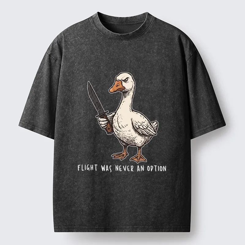 Tokyo-Tiger Tough Goose Holding Knife Funny Meme Washed T-Shirt