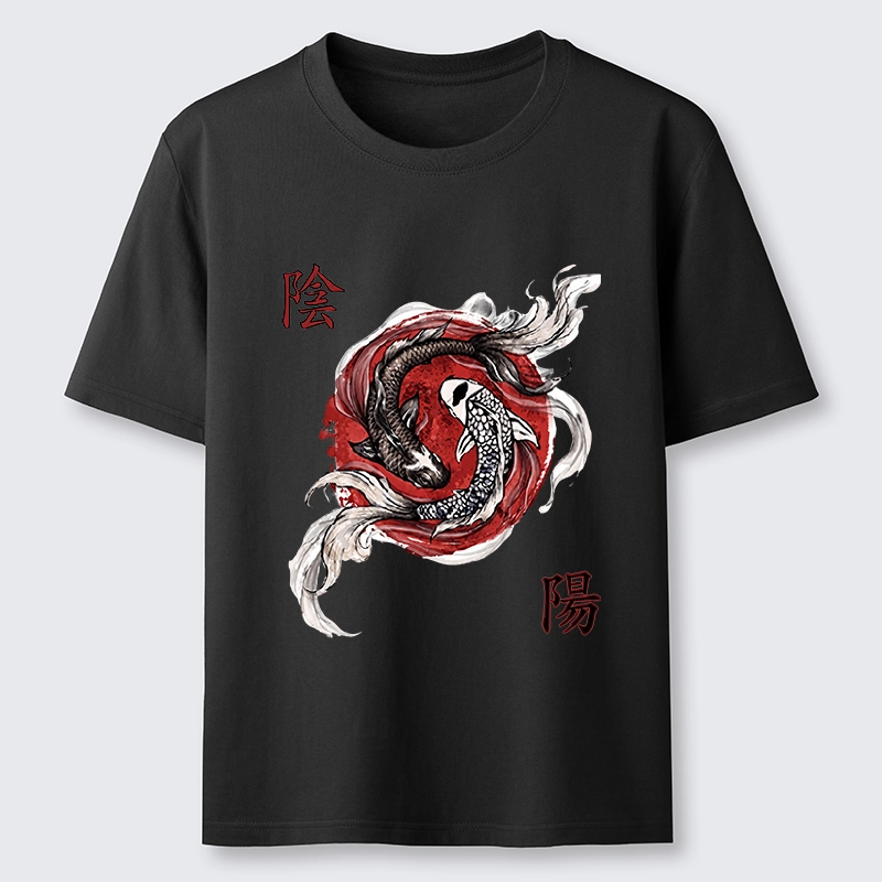 Tokyo-Tiger Red Ink Twin Koi Fish Harmony Classic T-Shirt