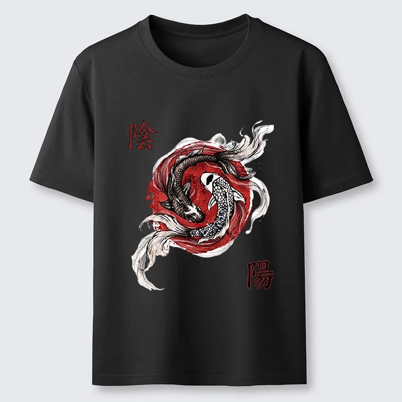 Tokyo-Tiger Red Ink Twin Koi Fish Harmony Classic T-Shirt