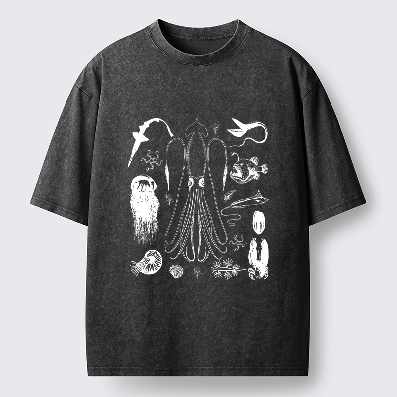 Tokyo-Tiger Vintage Deep Sea Creature Meme Washed T-Shirt