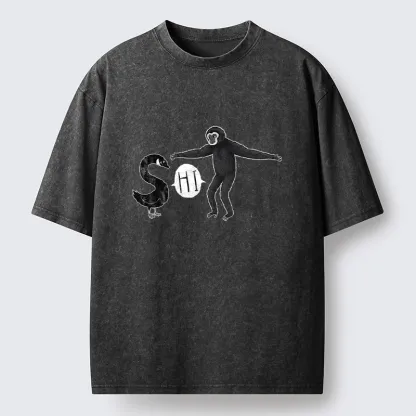 Tokyo-Tiger Cute Forest Animal Simple Graphic Print Washed T-Shirt