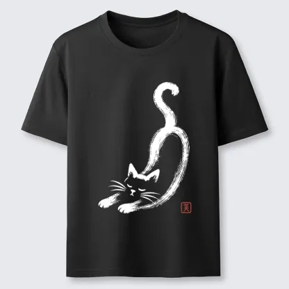 Tokyo-Tiger Soft Ink Stretch Cat Oriental Brush Art Classic T-Shirt