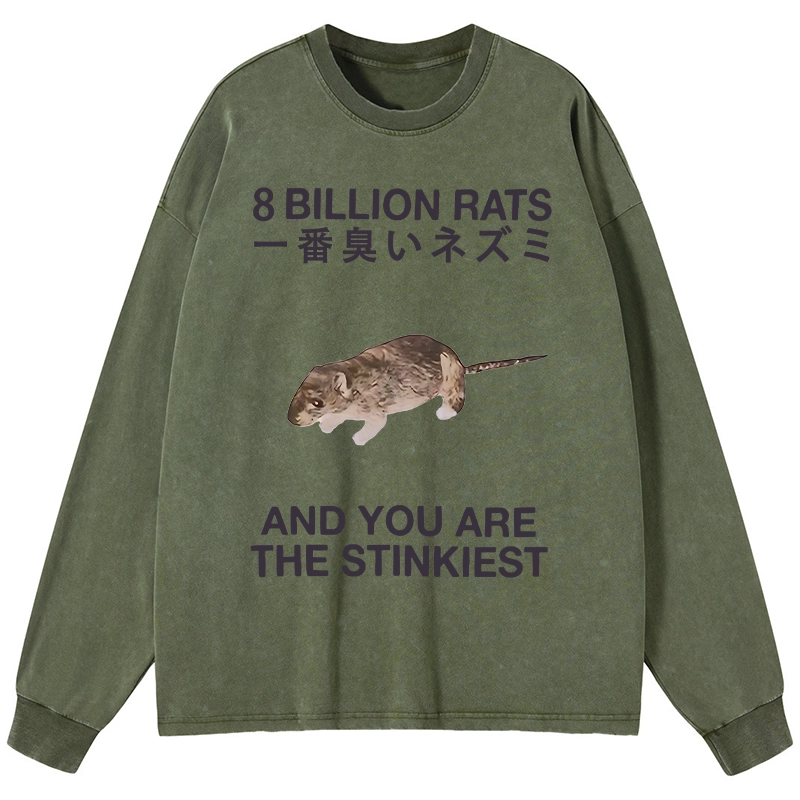 Tokyo-Tiger World's Stinkiest Rat Washed Long Sleeve T-Shirt