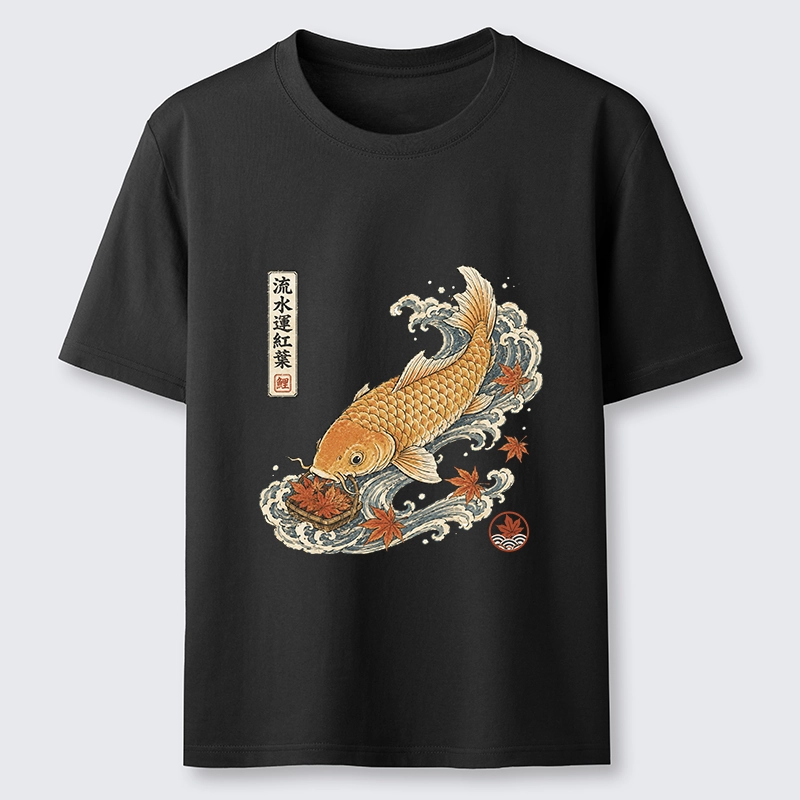 Tokyo-Tiger Golden Koi Carp Maple Leaf Wave Art Classic T-Shirt