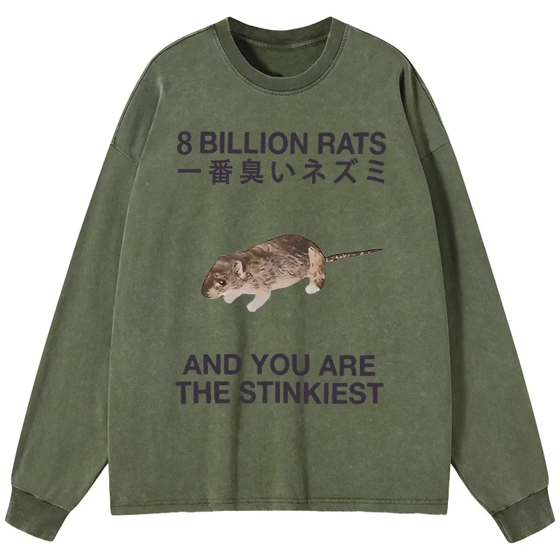Tokyo-Tiger World's Stinkiest Rat Washed Long Sleeve T-Shirt