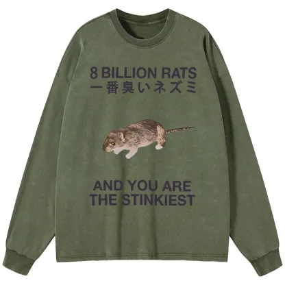 Tokyo-Tiger World's Stinkiest Rat Washed Long Sleeve T-Shirt