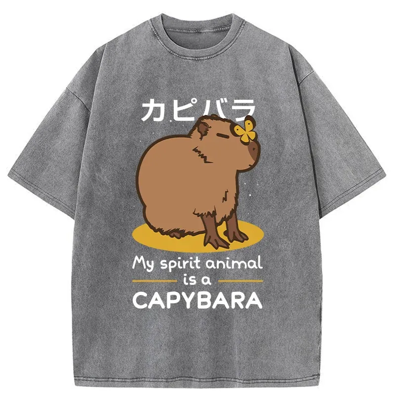 Tokyo-Tiger Spirit Animal Capybara Washed T-Shirt