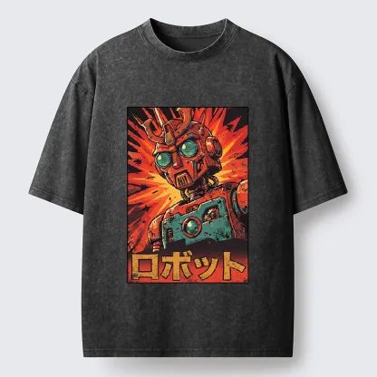 Tokyo-Tiger Retro Japanese Robot Washed T-Shirt