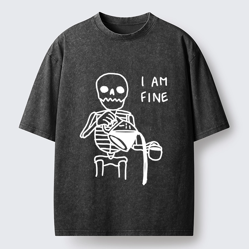 Tokyo-Tiger Skeleton Fake Calm Washed T-Shirt