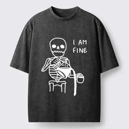 Tokyo-Tiger Skeleton Fake Calm Washed T-Shirt