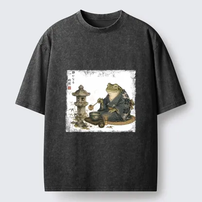 Tokyo-Tiger Calm Kimono Tea Frog Washed T-Shirt