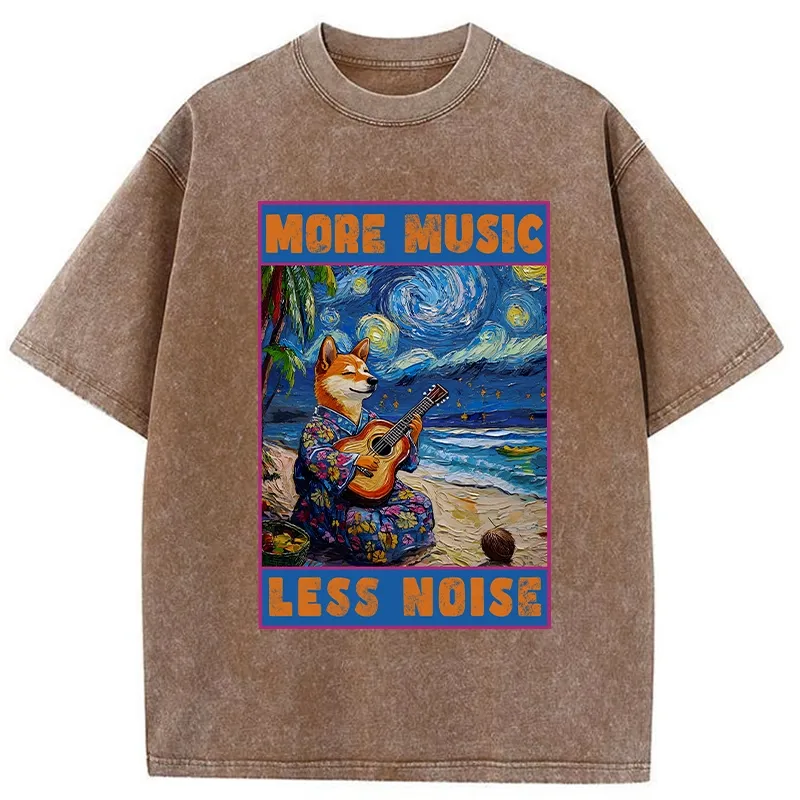 Tokyo-Tiger More Music Less Noise Washed T-Shirt