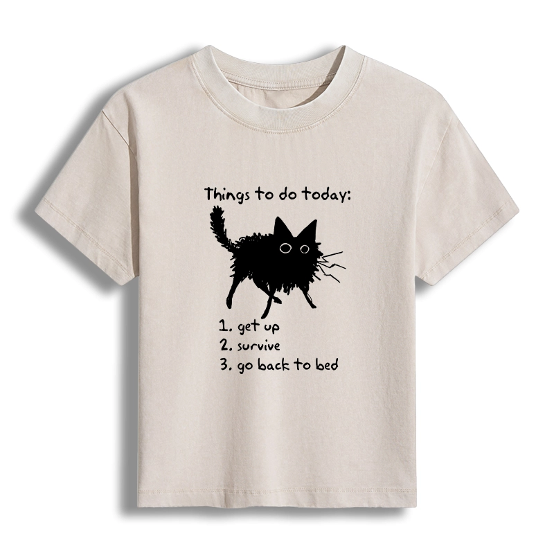 Tokyo-Tiger Lazy Cat Survive Day Funny Meme Women's Washed T-shirt