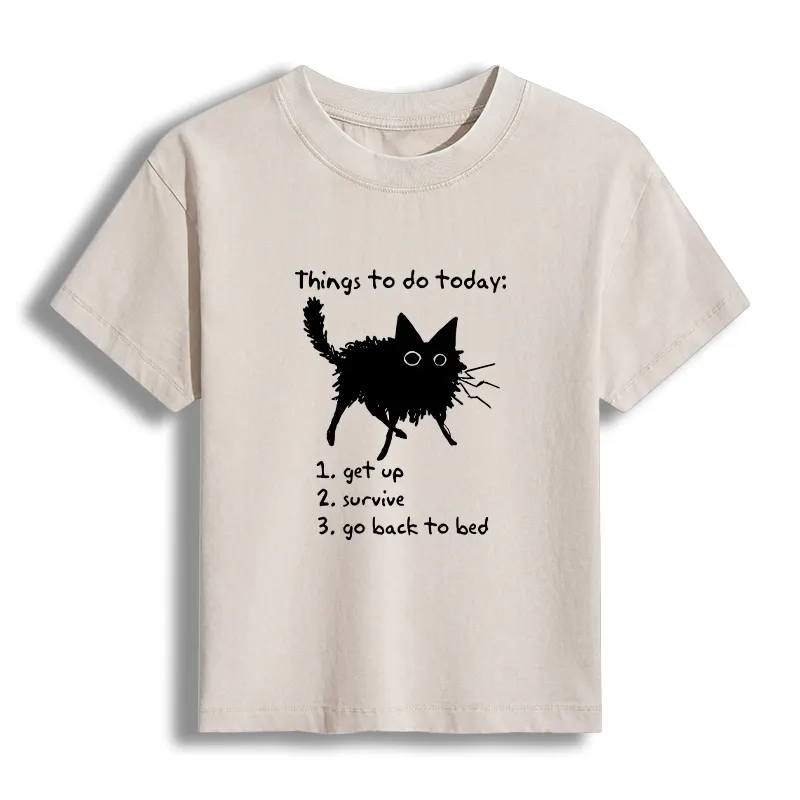 Tokyo-Tiger Lazy Cat Survive Day Funny Meme Women's Washed T-shirt Sale