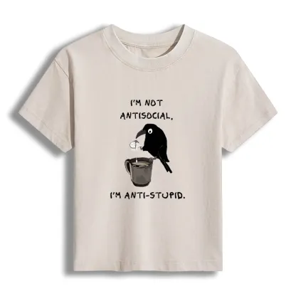 Tokyo-Tiger Cool Crow Sips Calm Coffee Alone Women's Washed T-shirt