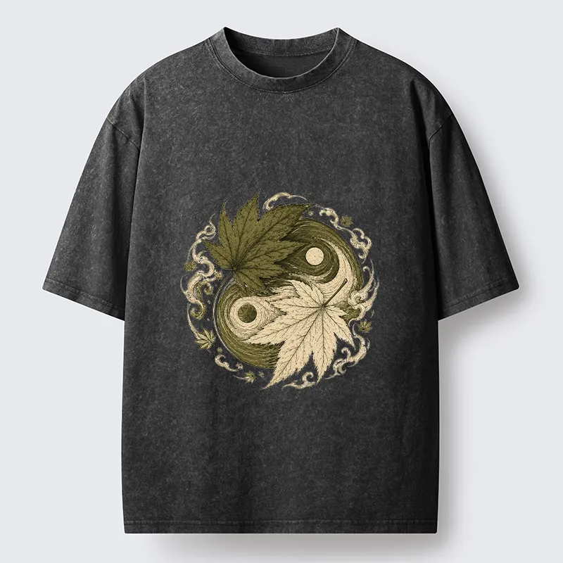 Tokyo-Tiger Maple Yin Yang Art Washed T-Shirt