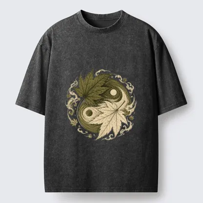 Tokyo-Tiger Maple Yin Yang Art Washed T-Shirt