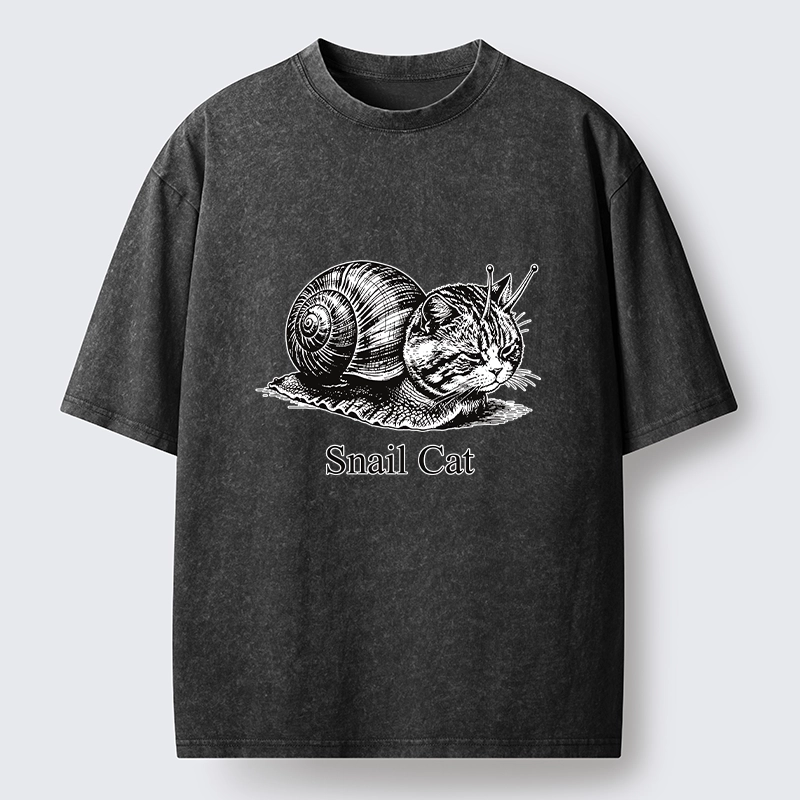 Tokyo-Tiger Weird Snail Cat Meme Washed T-Shirt