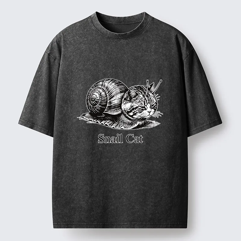 Tokyo-Tiger Weird Snail Cat Meme Washed T-Shirt
