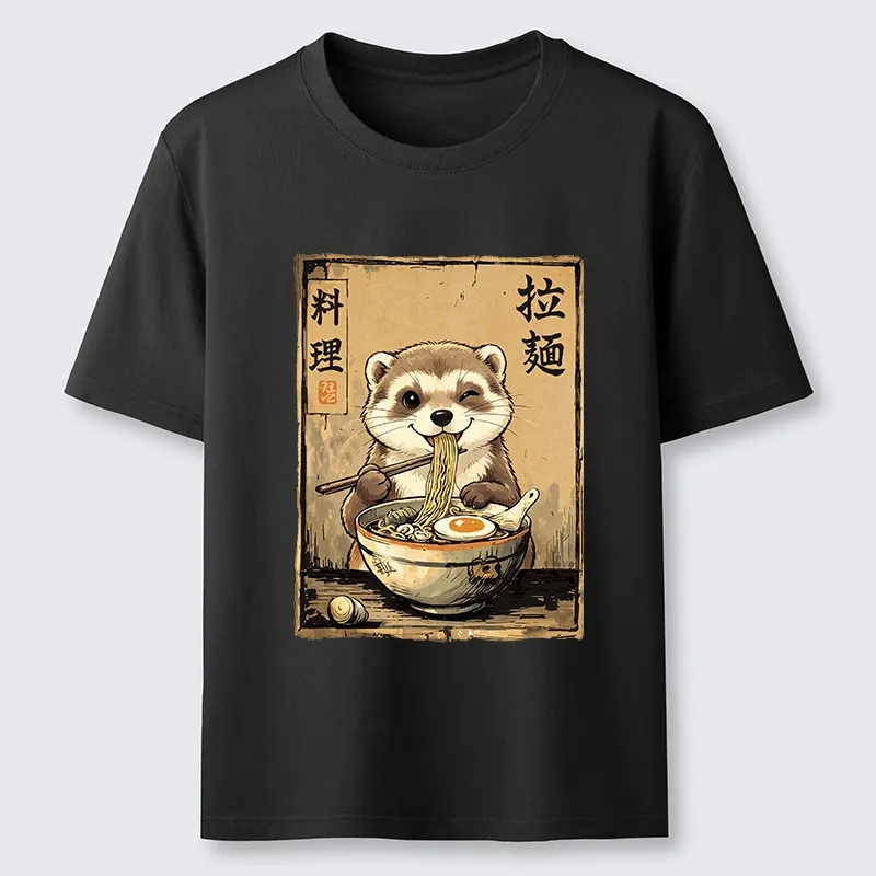 Tokyo-Tiger Ferret Eating Hot Ramen Classic T-Shirt Sale