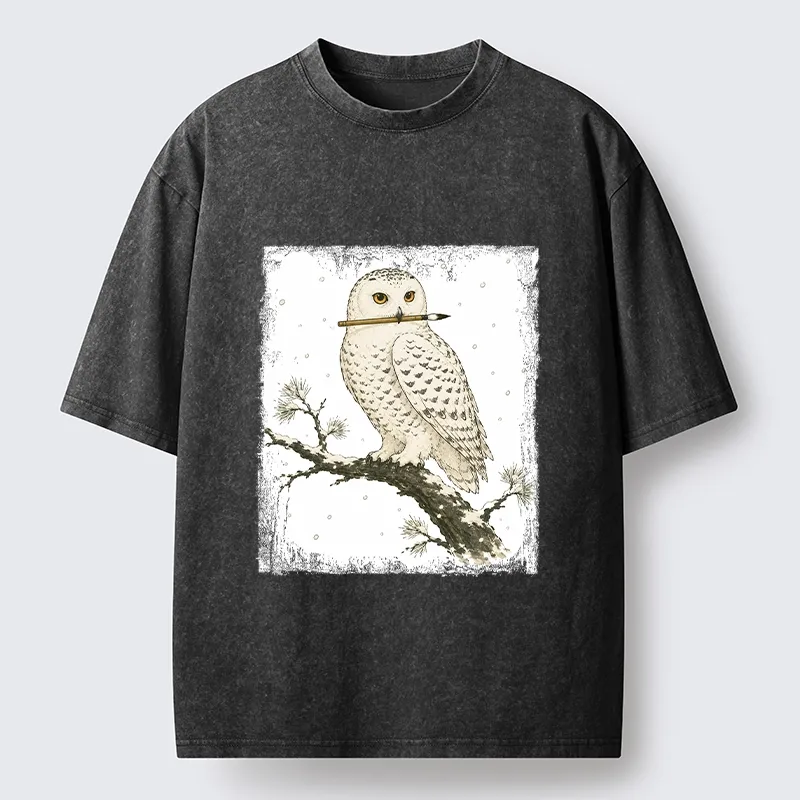 Tokyo-Tiger Snow Owl Painter Washed T-Shirt