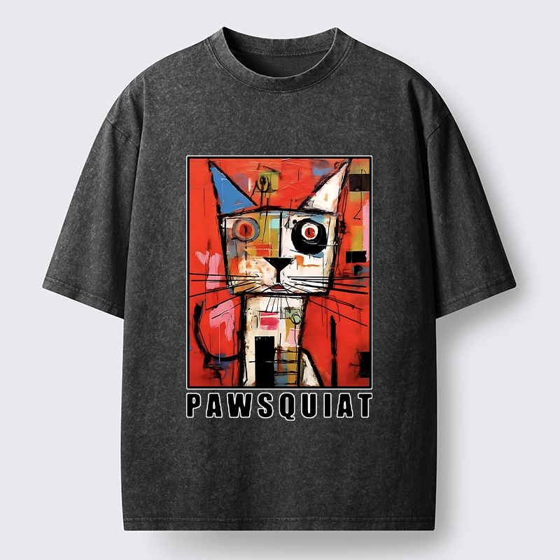 Tokyo-Tiger Abstract Picasso Cat Art Washed T-Shirt