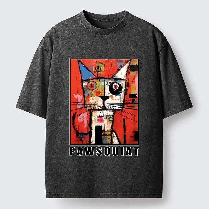 Tokyo-Tiger Abstract Picasso Cat Art Washed T-Shirt