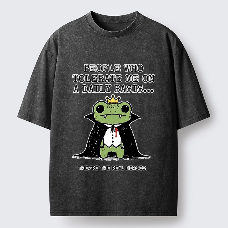 Tokyo-Tiger Funny Meme Vampire Frog Washed T-Shirt