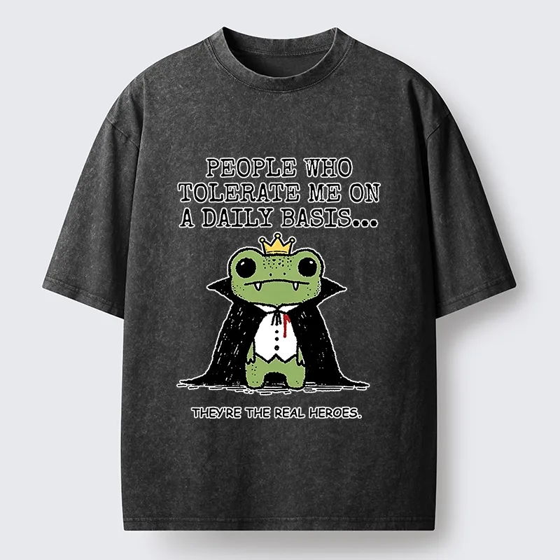 Tokyo-Tiger Funny Meme Vampire Frog Washed T-Shirt