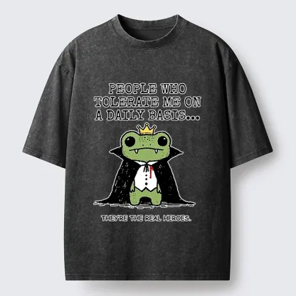 Tokyo-Tiger Funny Meme Vampire Frog Washed T-Shirt