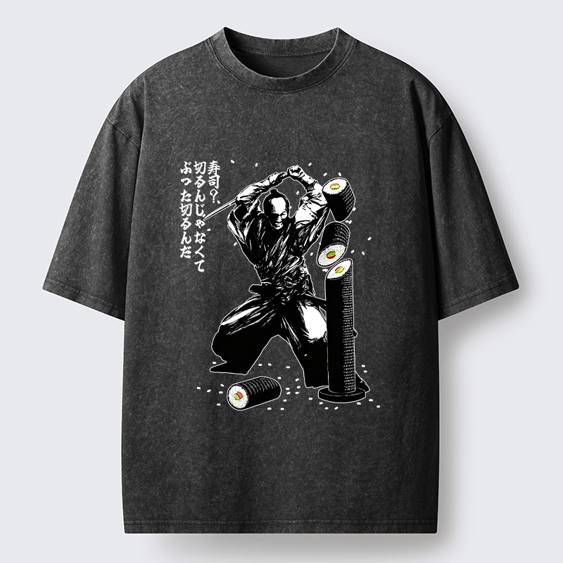 Tokyo-Tiger Samurai Sushi Slice Washed T-Shirt