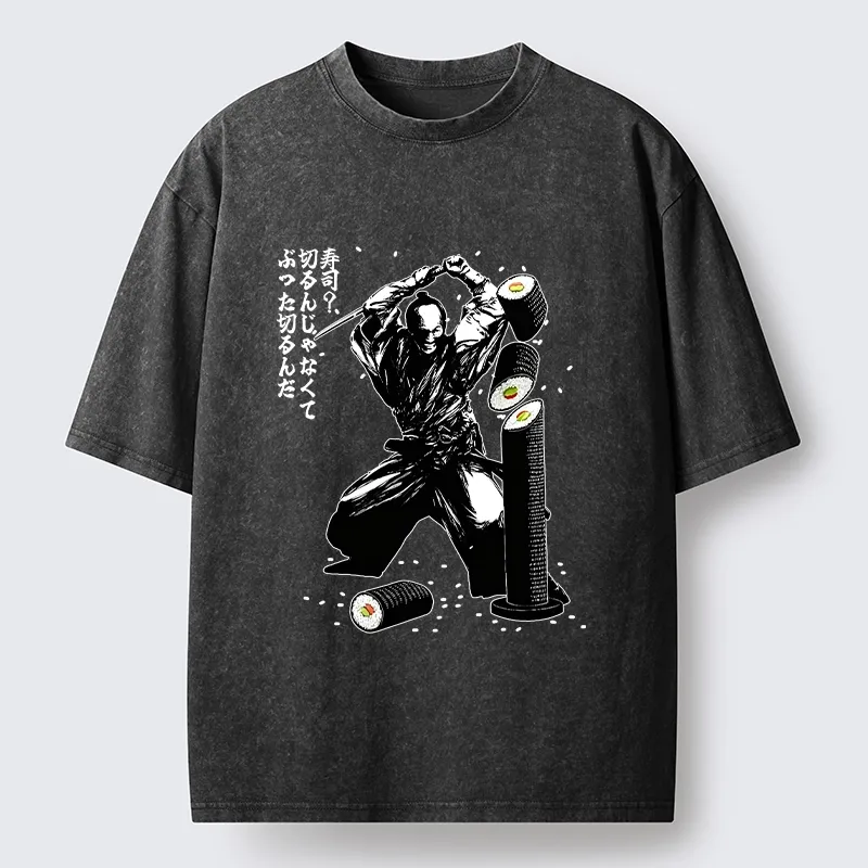 Tokyo-Tiger Samurai Sushi Slice Washed T-Shirt