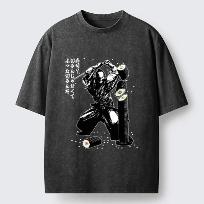 Tokyo-Tiger Samurai Sushi Slice Washed T-Shirt