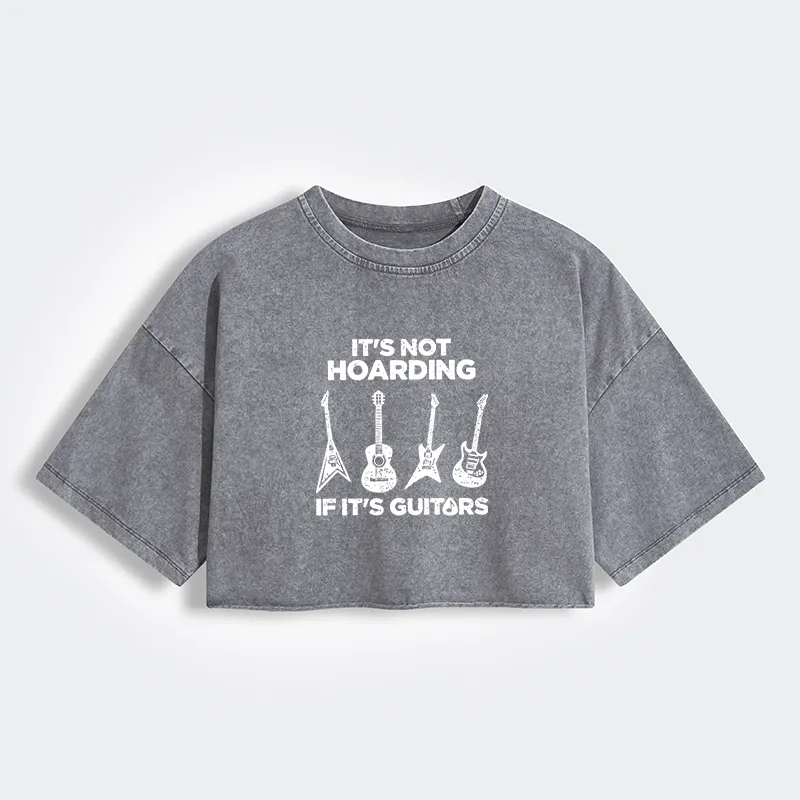 Tokyo-Tiger Music Lover Guitar Hoarding Joke Women's Washed Crop T-Shirt