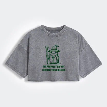 Tokyo-Tiger Funny Meme Wizard Frog Weird Prophecy Women's Washed Crop T-Shirt