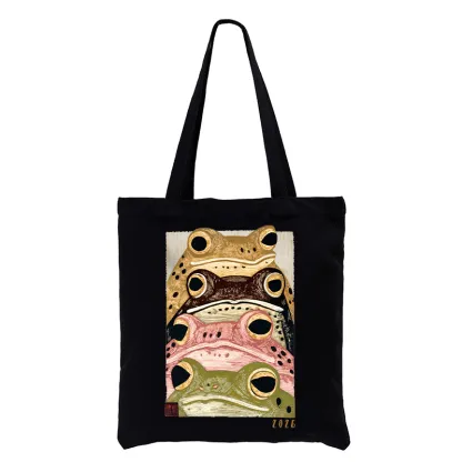Tokyo-Tiger Whimsical Multi Colored Frog Art Tote Bag