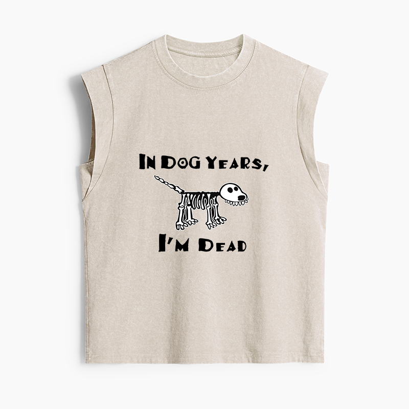 Tokyo-Tiger Funny Meme Old Dog Dead In Dog Years Vibe Women's Washed Tank Tops