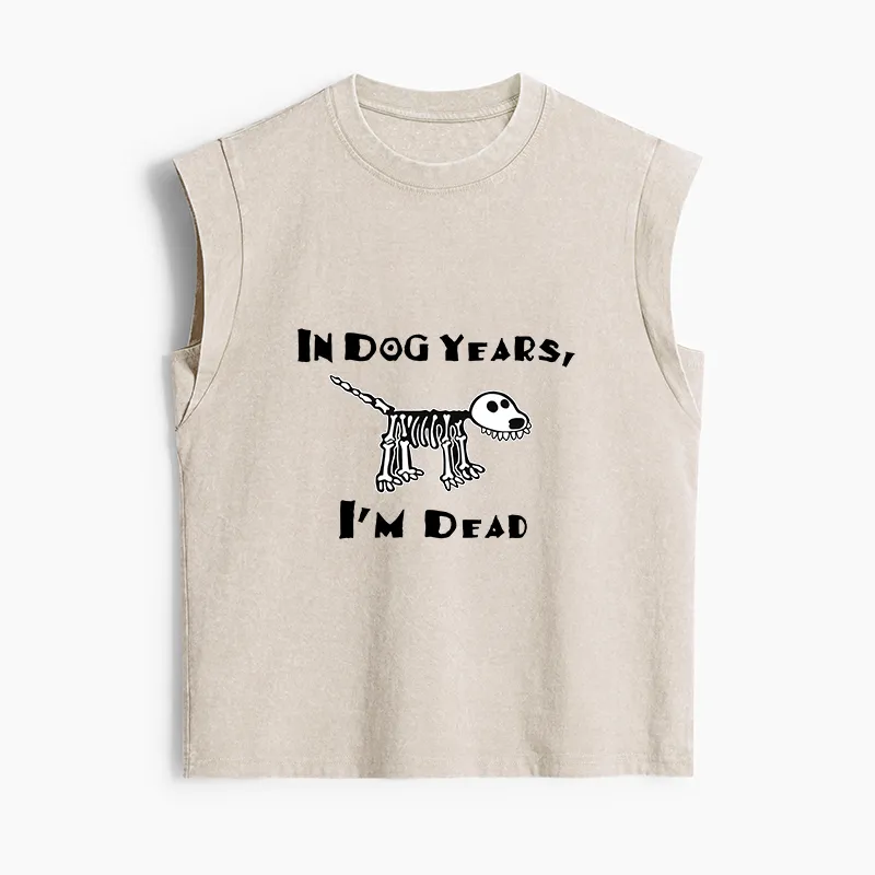 Tokyo-Tiger Funny Meme Old Dog Dead In Dog Years Vibe Women's Washed Tank Tops