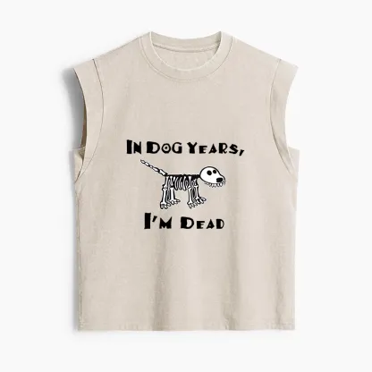 Tokyo-Tiger Funny Meme Old Dog Dead In Dog Years Vibe Women's Washed Tank Tops