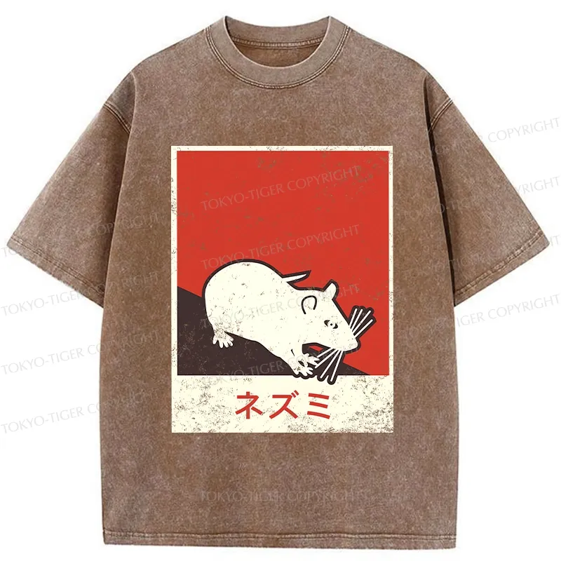 Tokyo-Tiger Rat In Japan Washed T-Shirt
