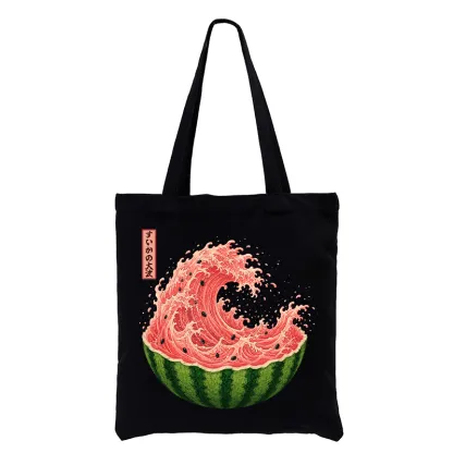 Tokyo-Tiger Watermelon Wave Summer Ukiyo Art Tote Bag
