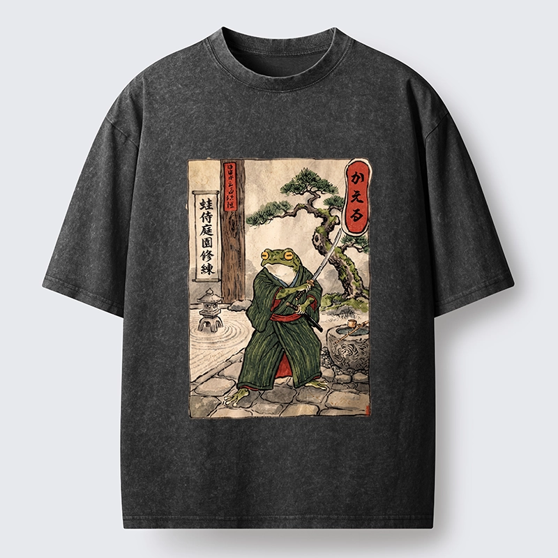 Tokyo-Tiger Samurai Frog Training Washed T-Shirt