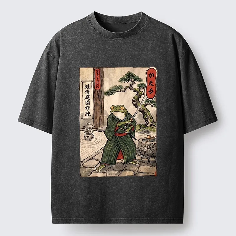 Tokyo-Tiger Samurai Frog Training Washed T-Shirt