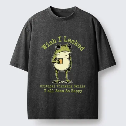 Tokyo-Tiger Critical Thinking Frog Meme Washed T-Shirt