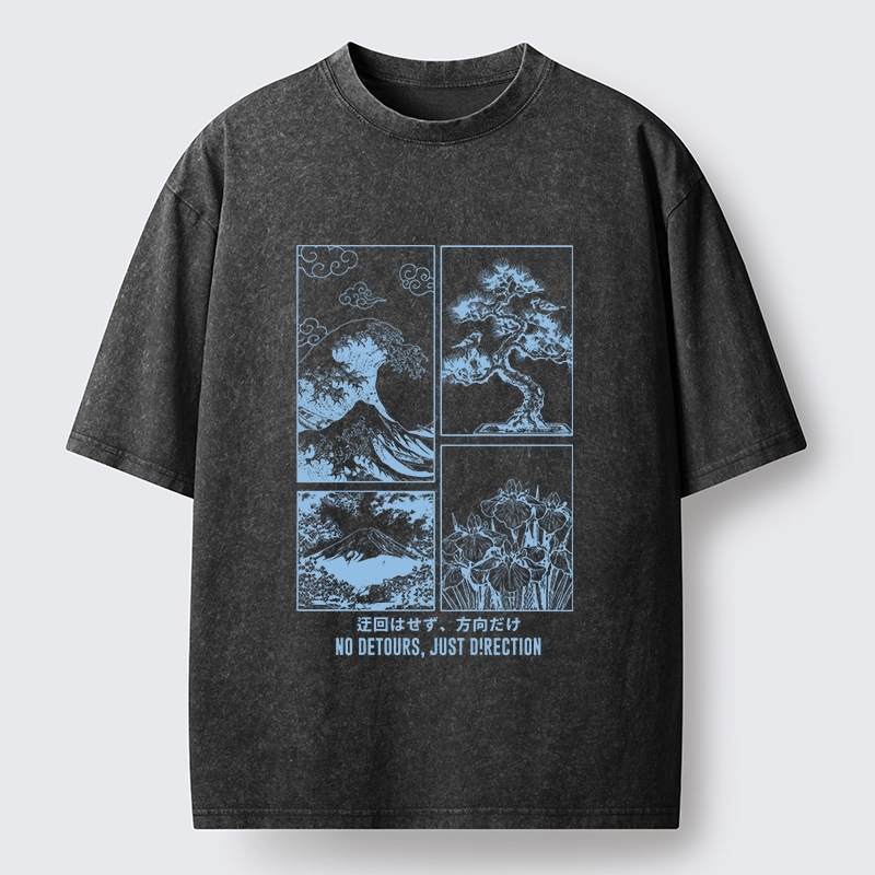 Tokyo-Tiger Japanese Wave Four Panel Washed T-Shirt