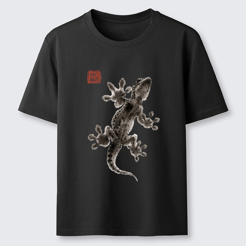 Tokyo-Tiger Minimal Asian Ink Brush Gecko Vibe Classic T-Shirt