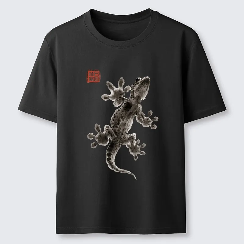 Tokyo-Tiger Minimal Asian Ink Brush Gecko Vibe Classic T-Shirt