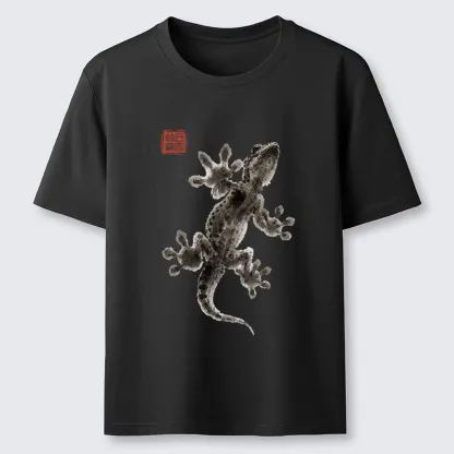 Tokyo-Tiger Minimal Asian Ink Brush Gecko Vibe Classic T-Shirt