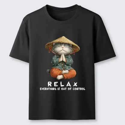 Tokyo-Tiger Zen Relax Cat Graphic Classic T-Shirt