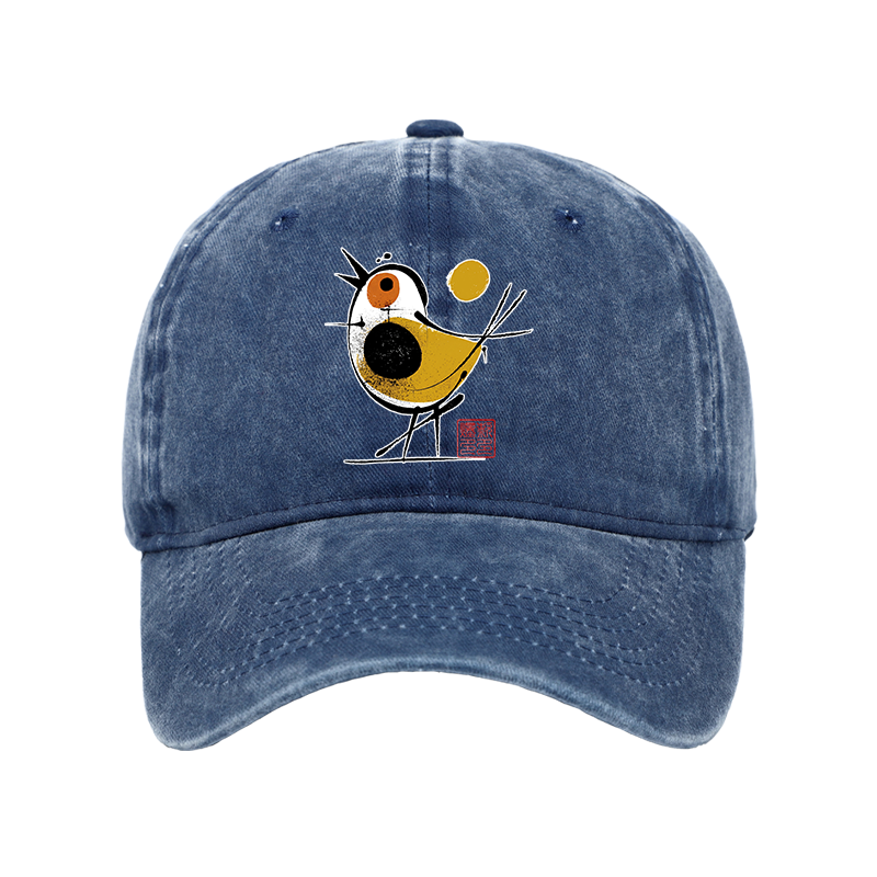 Tokyo-Tiger Aesthetic Yellow And Black Bird Washed Cap